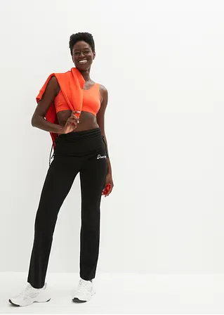 Bonprix Weiche Sport-Tanzhose Mit Seitlicher Raffung Wide Led - Schwarz