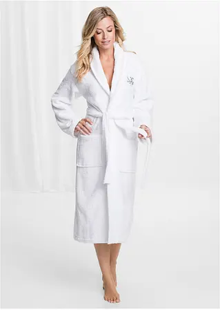 Bonprix Weicher Bademantel Mit Kleiner Stickerei - Weiß - Damen