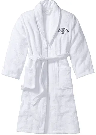 bonprix Weicher Bademantel mit kleiner Stickerei - weiß - Damen