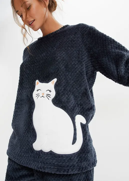 Bonprix Weicher Hausanzug Aus Kuscheligem Fleece - Nachtblau