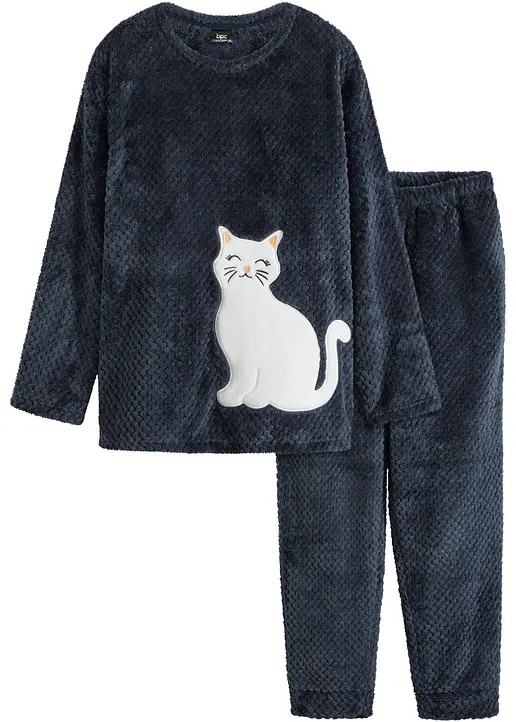 bonprix weicher Hausanzug aus kuscheligem Fleece - nachtblau