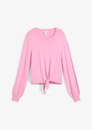 bonprix Weicher Mädchen Feinstrickpullover mit Knotendetail - rosa