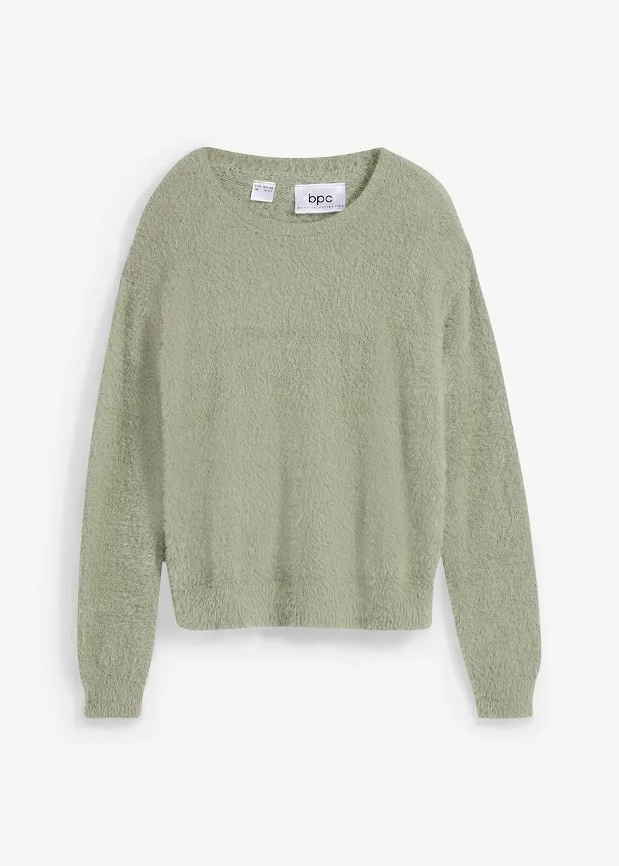 bonprix Weicher Mädchen Strickpullover mit Schlitzen - grün