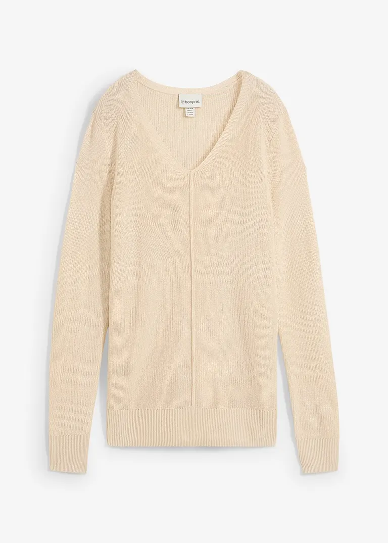 bonprix Weicher Pullover mit modischer Biese - beige - Damen