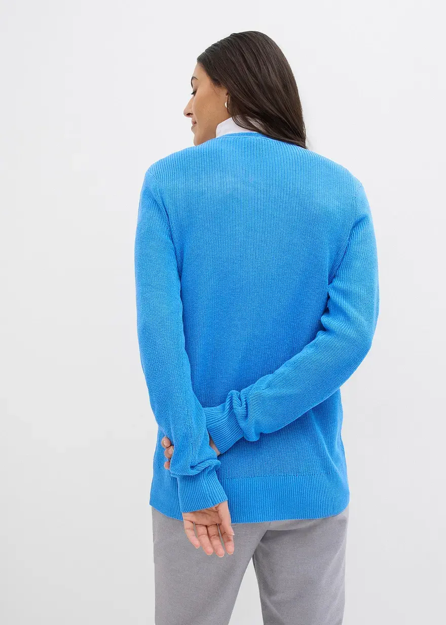 Bonprix Weicher Pullover Mit Modischer Biese - Blau - Damen