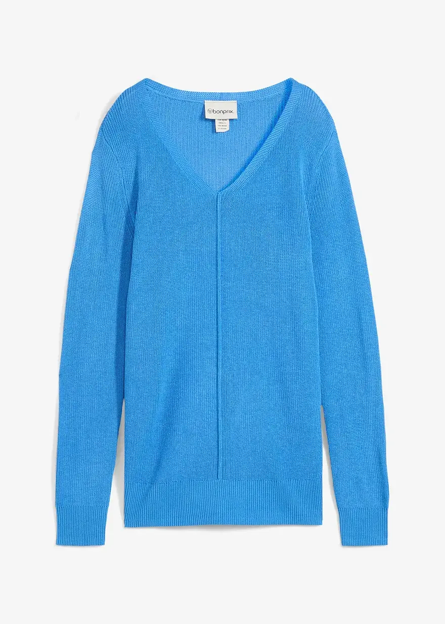 bonprix Weicher Pullover mit modischer Biese - blau - Damen
