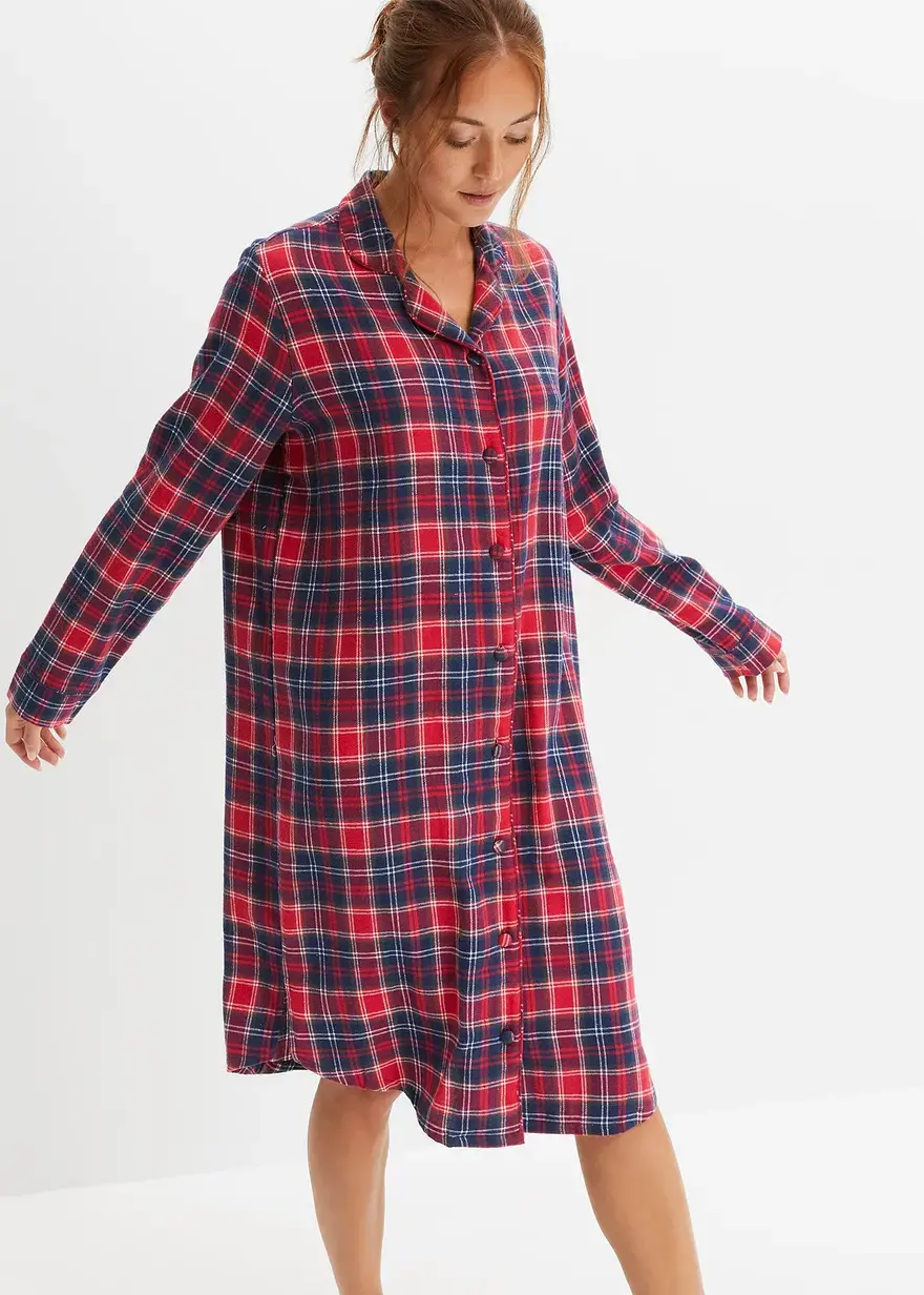 Bonprix Weiches Nachthemd Im Boyfriend Look Aus Gewebtem Baumwollflanell