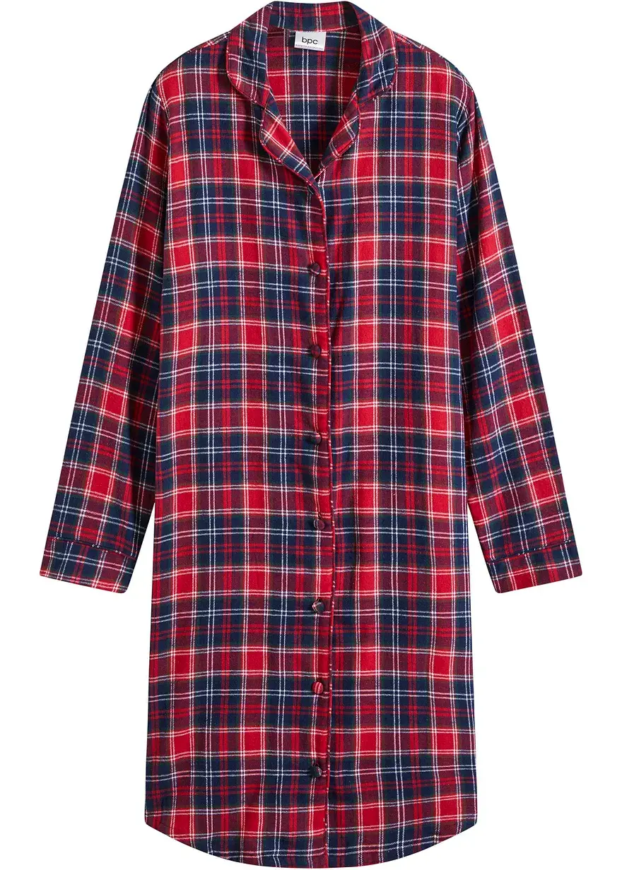bonprix Weiches Nachthemd im Boyfriend Look aus gewebtem Baumwollflanell