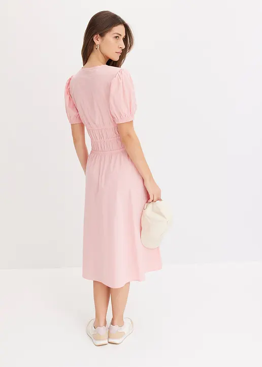Bonprix Weit Ausgestelltes Kleid Mit 3/4 Puffärmeln Und Taillenraffung