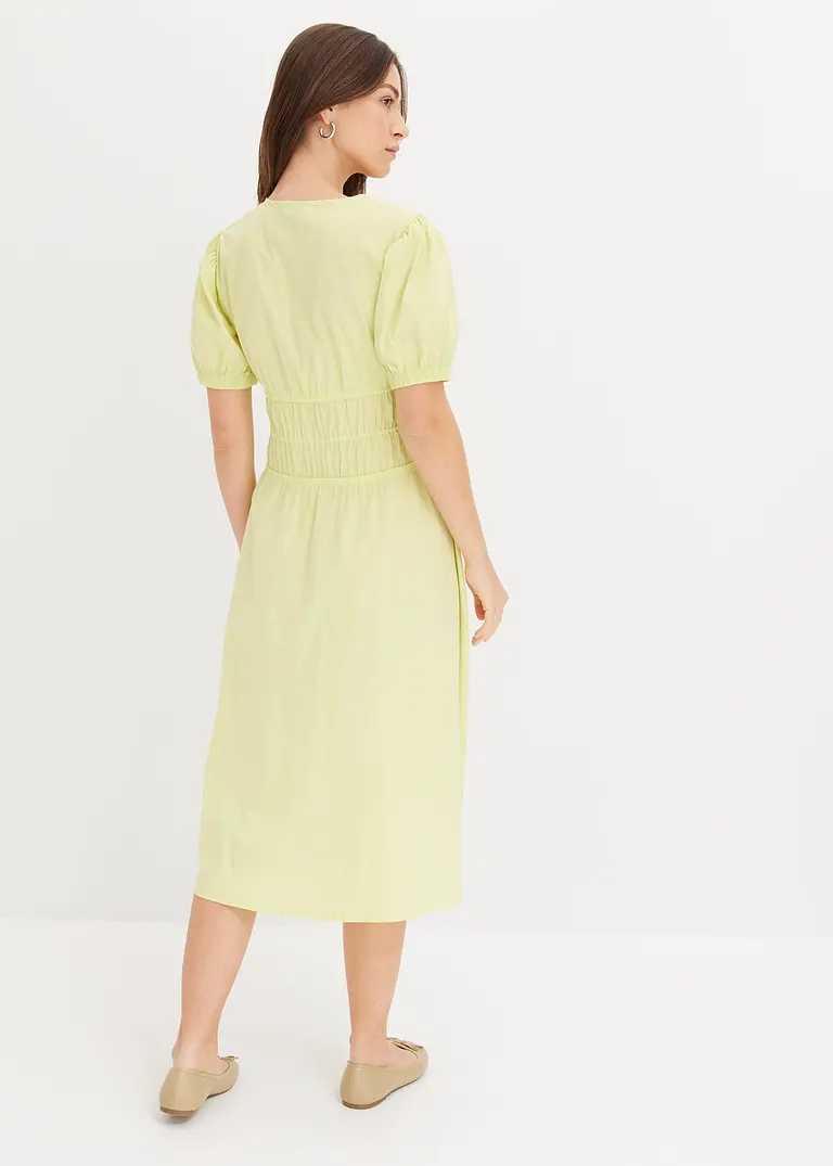 Bonprix Weit Ausgestelltes Kleid Mit 3/4 Puffärmeln Und Taillenraffung