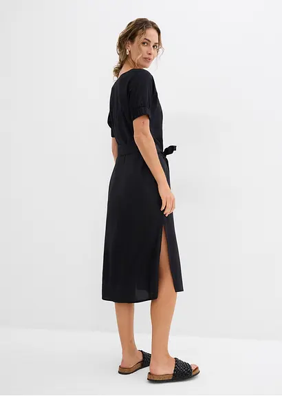 Bonprix Weit Fallendes Kleid Mit Rundhalsausschnitt Und Langen Seitenschlitzen