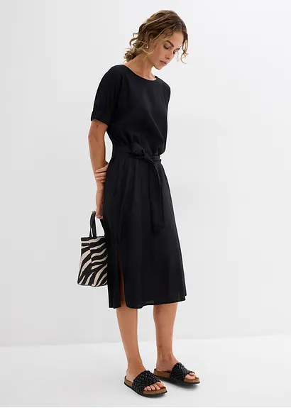 Bonprix Weit Fallendes Kleid Mit Rundhalsausschnitt Und Langen Seitenschlitzen