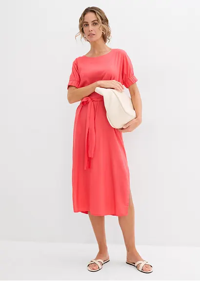 Bonprix Weit Fallendes Kleid Mit Rundhalsausschnitt Und Langen Seitenschlitzen