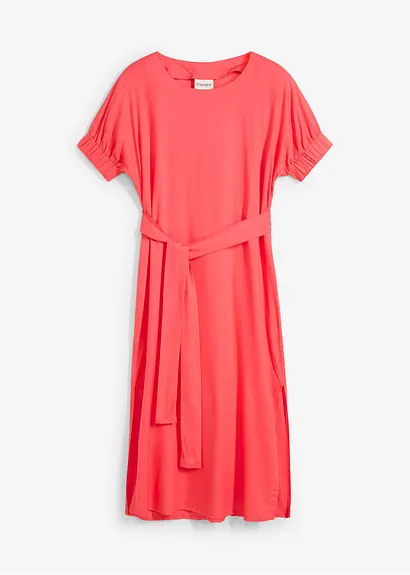 Bonprix Weit Fallendes Kleid Mit Rundhalsausschnitt Und Langen Seitenschlitzen