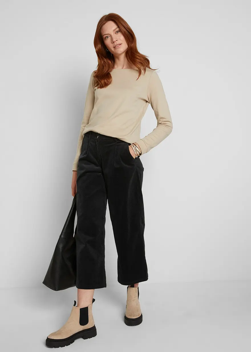 Bonprix Weit Geschnittene Culotte Aus Stretchcord Mit Komfortablen Hohen Bund