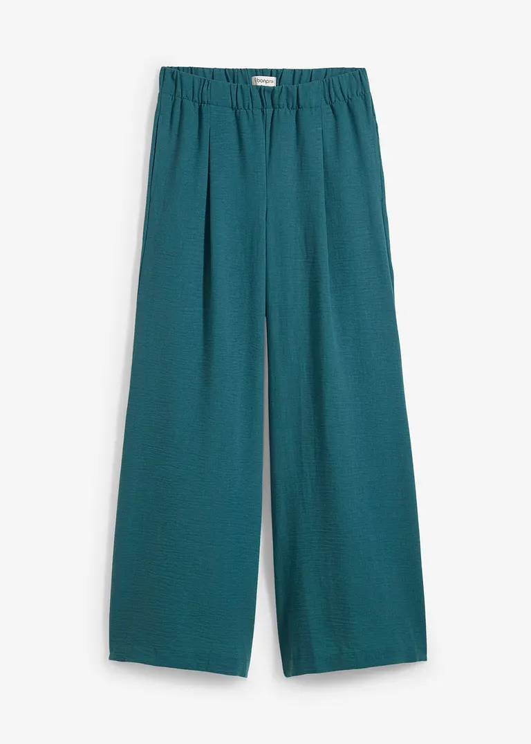 bonprix Weit geschnittene Hose mit elastischem Bund - petrol