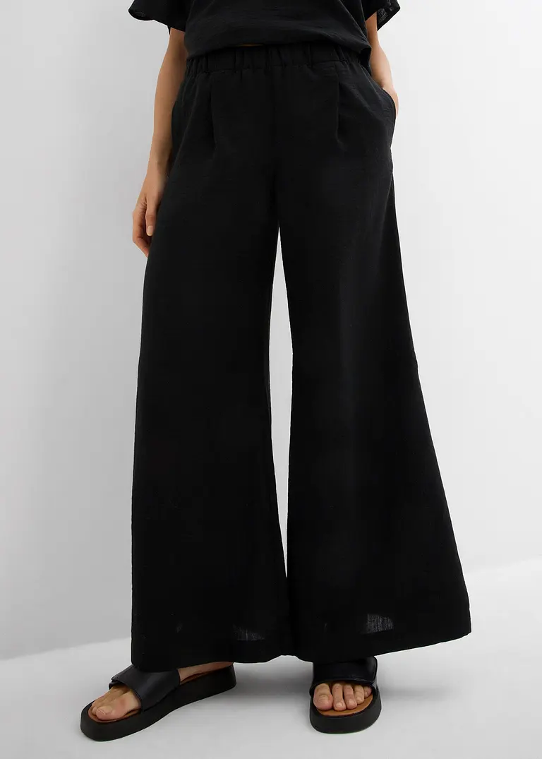 Bonprix Weit Geschnittene Hose Mit Elastischem Bund - Schwarz