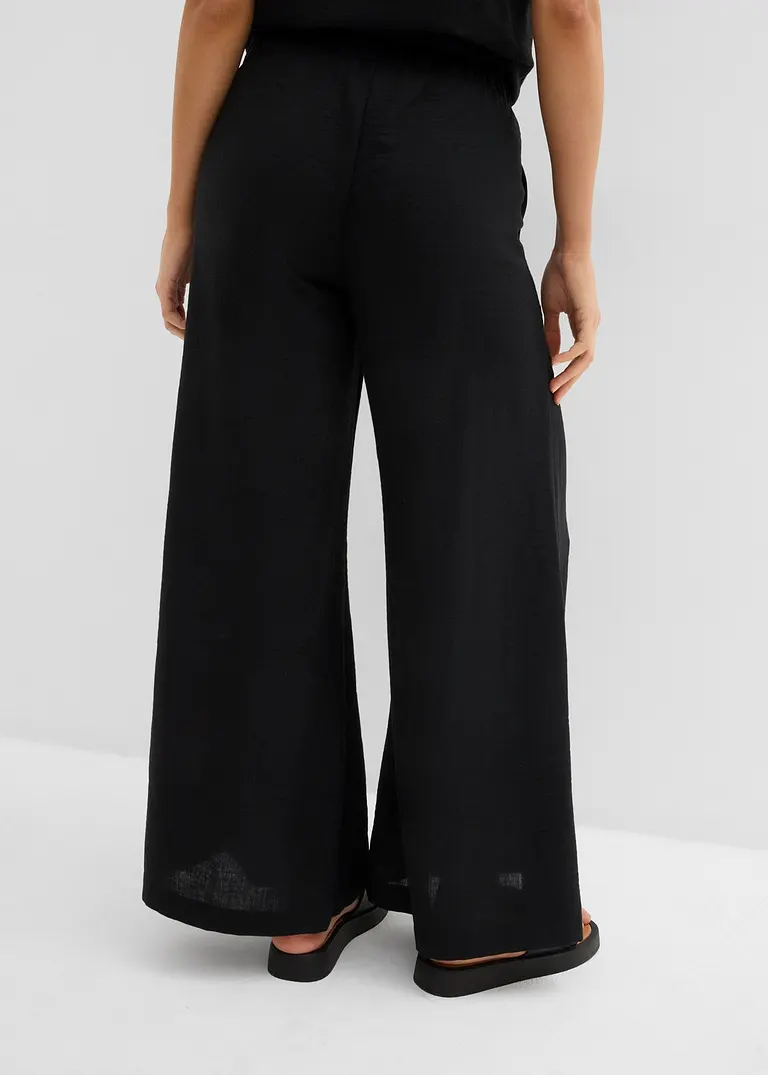 Bonprix Weit Geschnittene Hose Mit Elastischem Bund - Schwarz