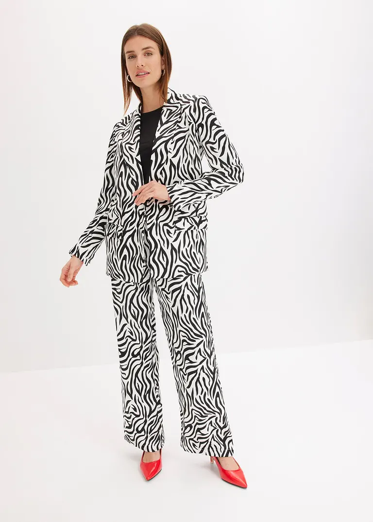 Bonprix Weit Geschnittene Palazzo-Hose Mit Modischem Animal-Print. - Weiß