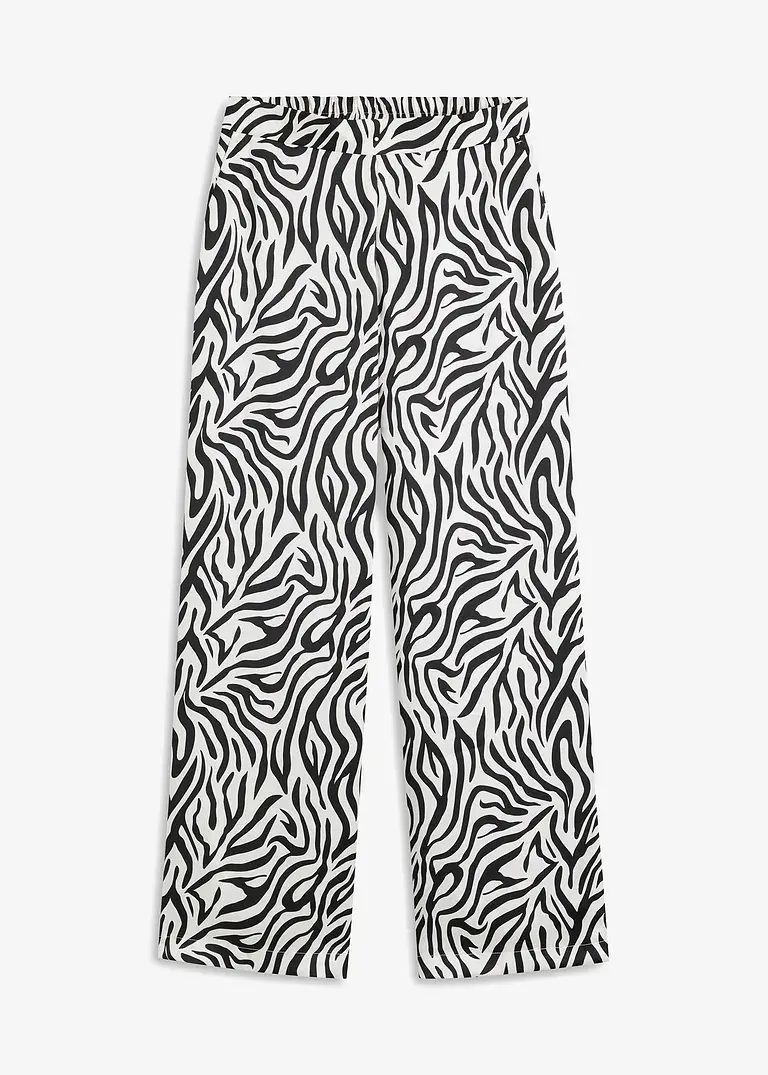 bonprix weit geschnittene Palazzo-Hose mit modischem Animal-Print. - weiß