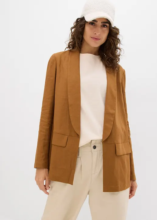 Bonprix Weit Geschnittener Blazer Mit Schalkragen - Braun