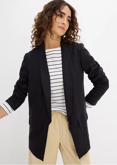 Bonprix Weit Geschnittener Blazer Mit Schalkragen - Schwarz