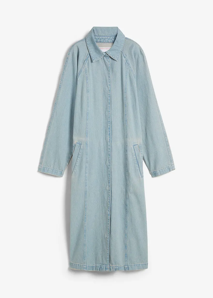 bonprix Weit geschnittener Jeans-Mantel in kaschierender Länge - blau