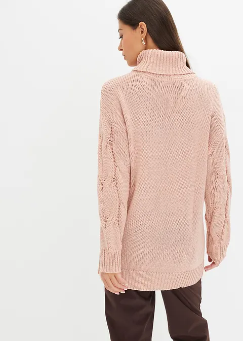 Bonprix Weit Geschnittener Pullover Mit Zopfmuster - Rosa
