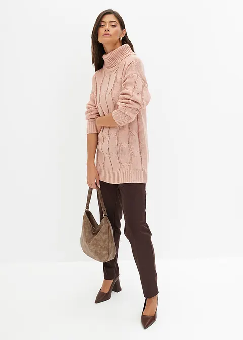 Bonprix Weit Geschnittener Pullover Mit Zopfmuster - Rosa