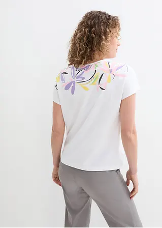 Bonprix Weit Geschnittenes Baumwollshirt Mit Rundhals - Weiß