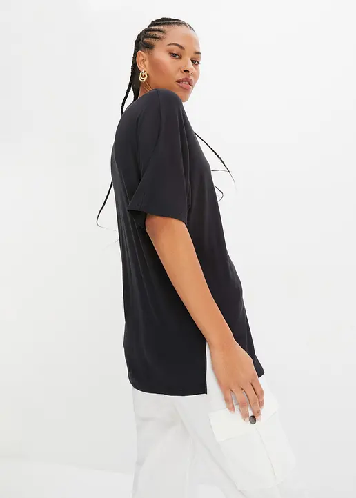 Bonprix Weit Geschnittenes Shirt Mit Fledermausärmeln - Schwarz