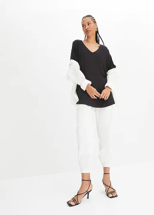 Bonprix Weit Geschnittenes Shirt Mit Fledermausärmeln - Schwarz