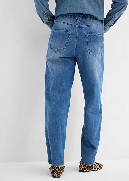 Bonprix Weite Baggy Jeans Aus Weichem Stoff - Blau Regular