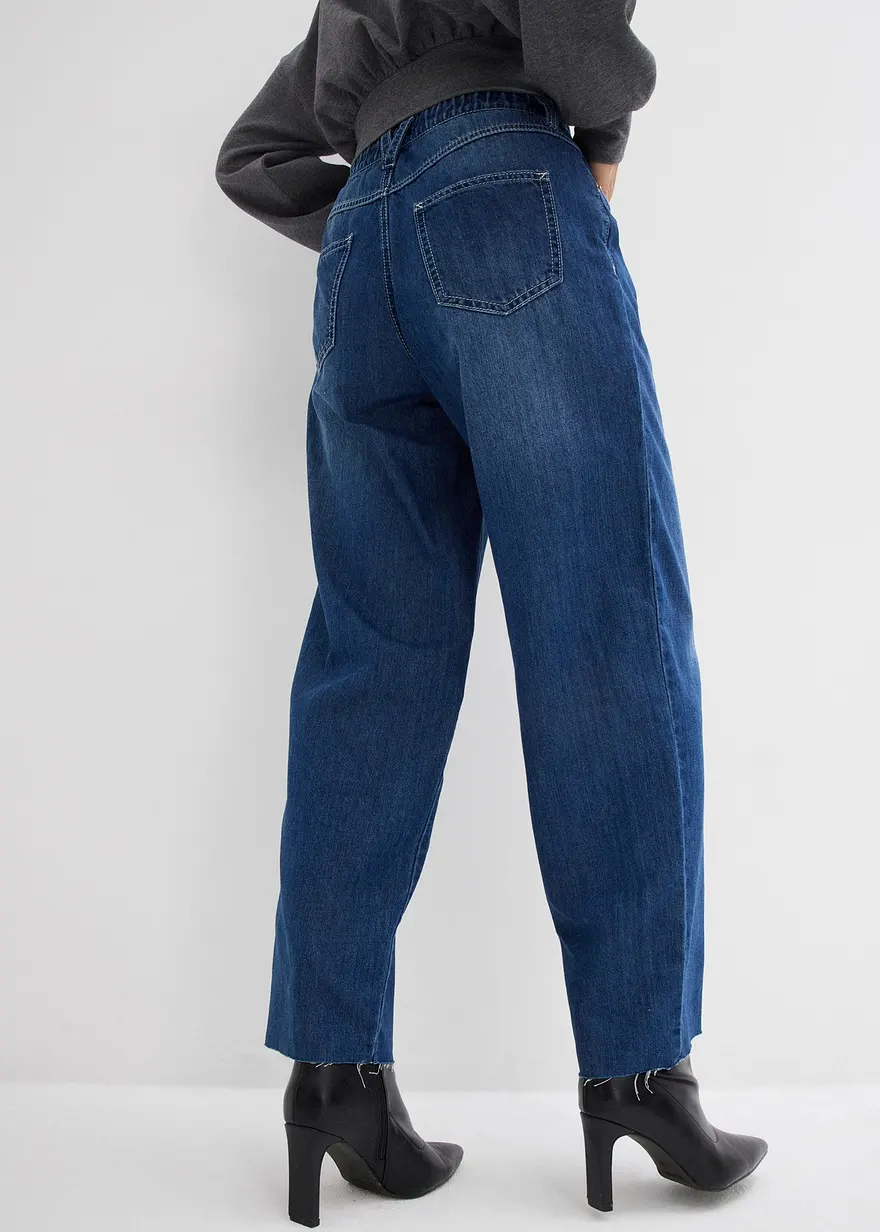 Bonprix Weite Baggy Jeans Aus Weichem Stoff - Blau Regular