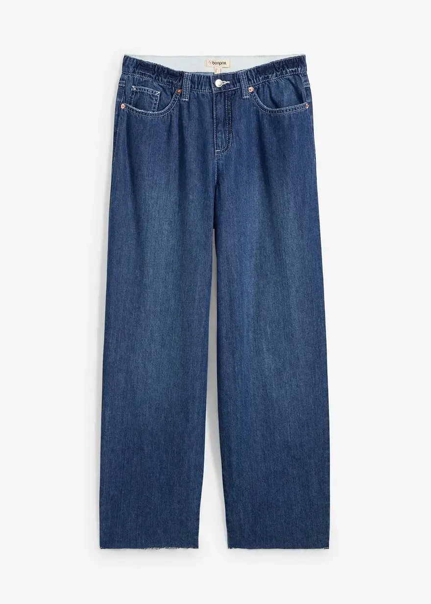 bonprix Weite Baggy Jeans aus weichem Stoff - blau regular