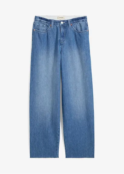 bonprix Weite Baggy Jeans aus weichem Stoff - blau regular