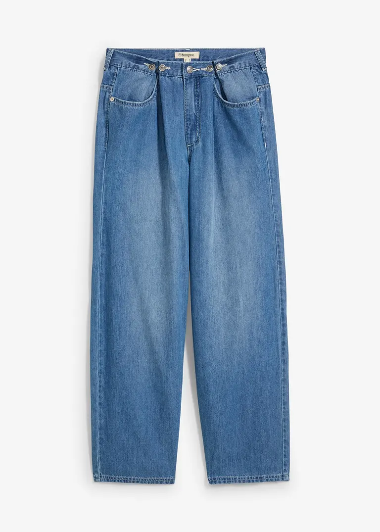 bonprix Weite Balloon Leg Jeans mit Knöpfen am Bund - blau regular