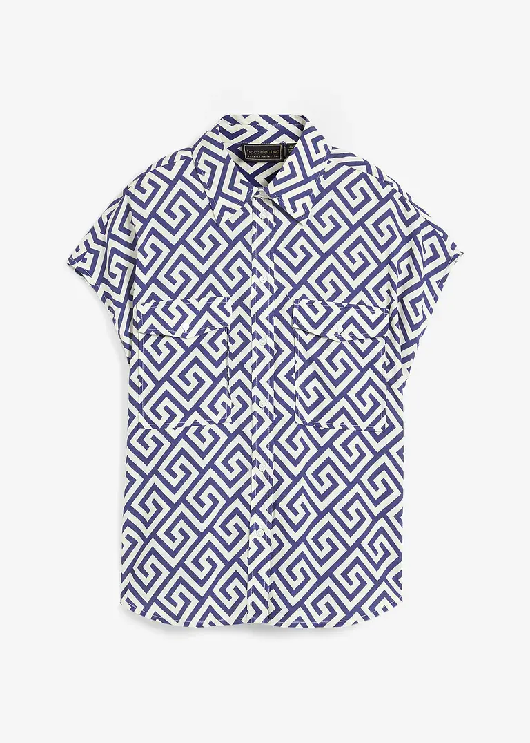 bonprix weite Bluse mit geometrischem Druck - blau - Damen