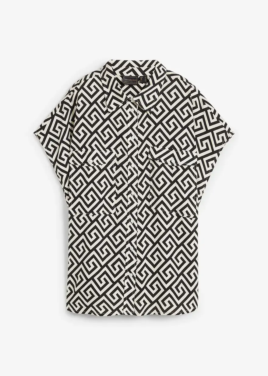 bonprix weite Bluse mit geometrischem Druck - schwarz - Damen