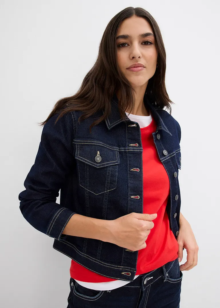 Bonprix Weite Boyfriend Jeansjacke Mit Stretch - Blau - Damen