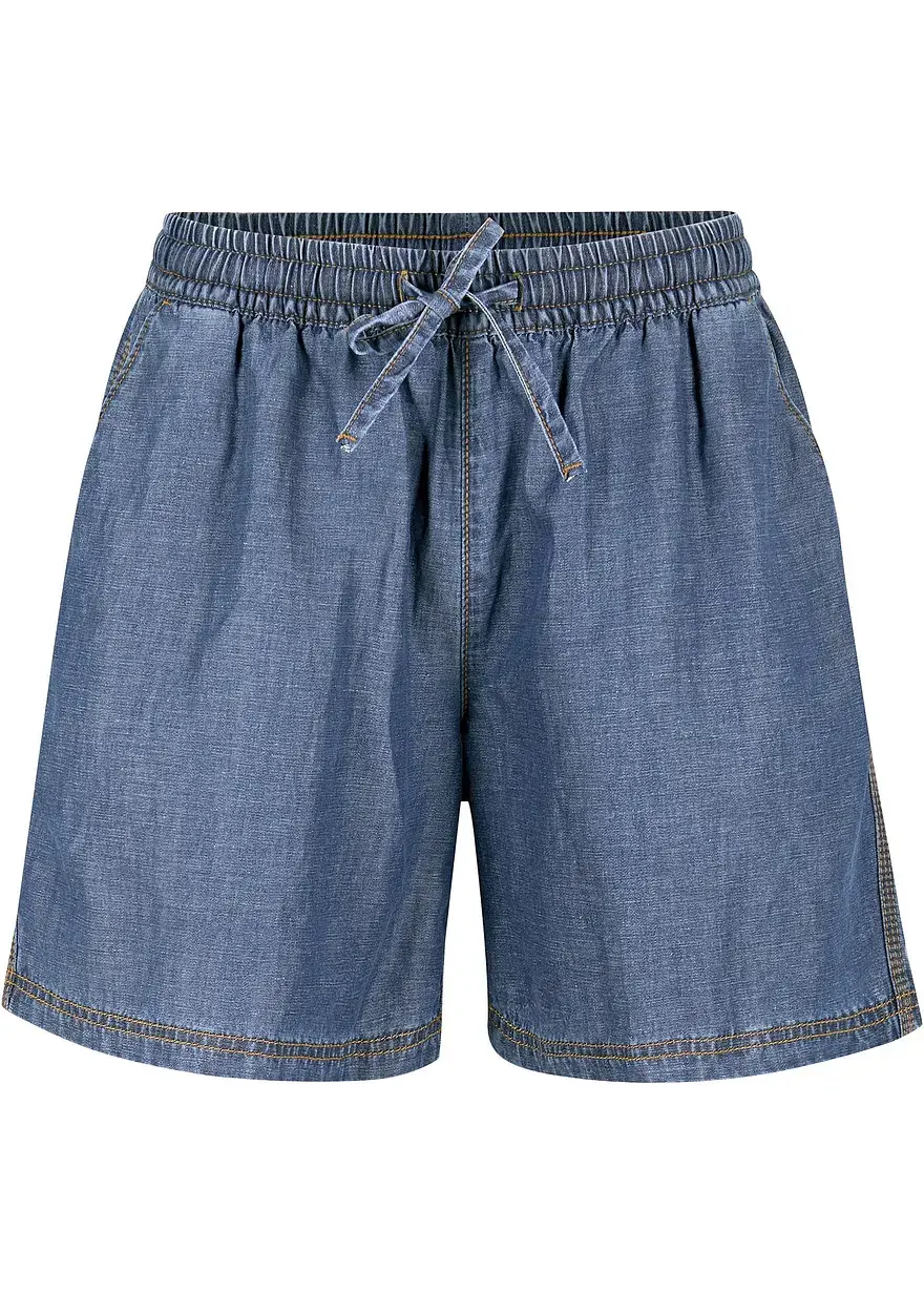 bonprix Weite Denim-Shorts mit Bequembund - blau - Damen