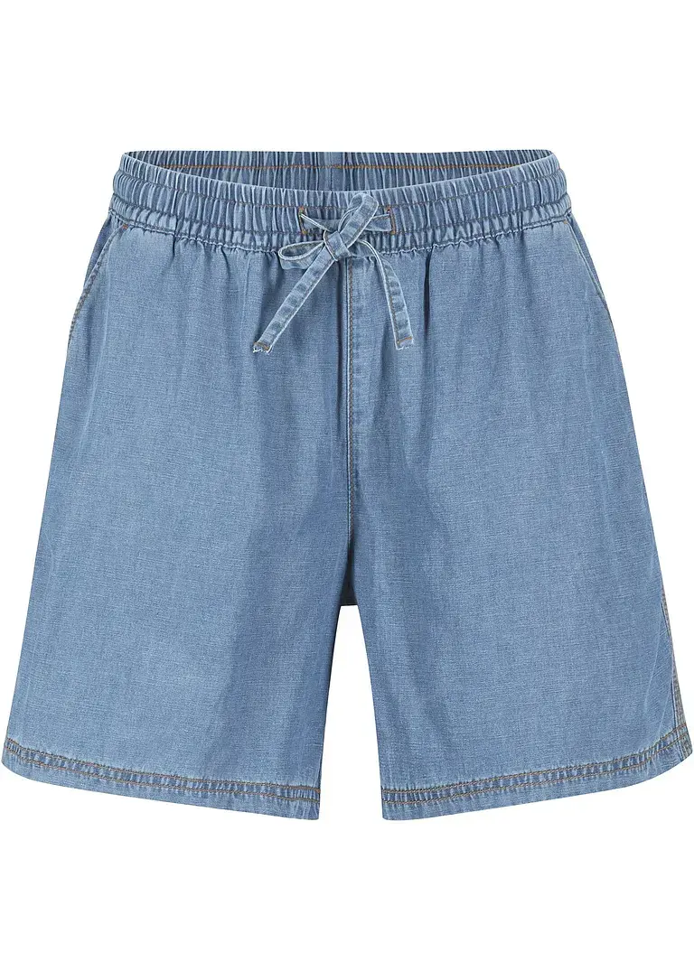 bonprix Weite Denim-Shorts mit Bequembund - blau - Damen