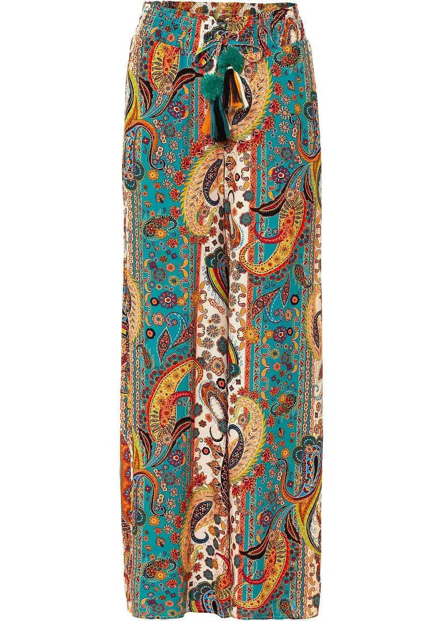bonprix Weite Hose mit elastischem Bund und schönem Paisley Muster