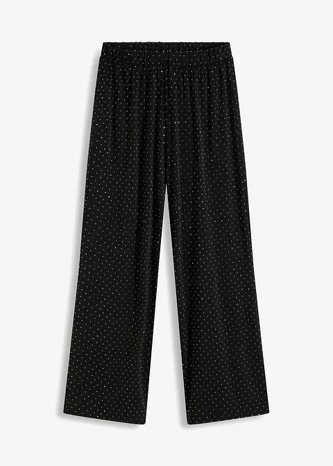 bonprix weite Hose mit Strass-Applikation - schwarz - Damen
