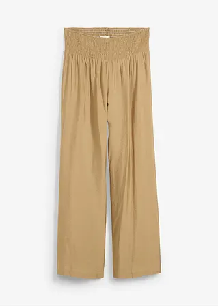 bonprix Weite Hose mit Viskose und Smockbund - braun - Damen