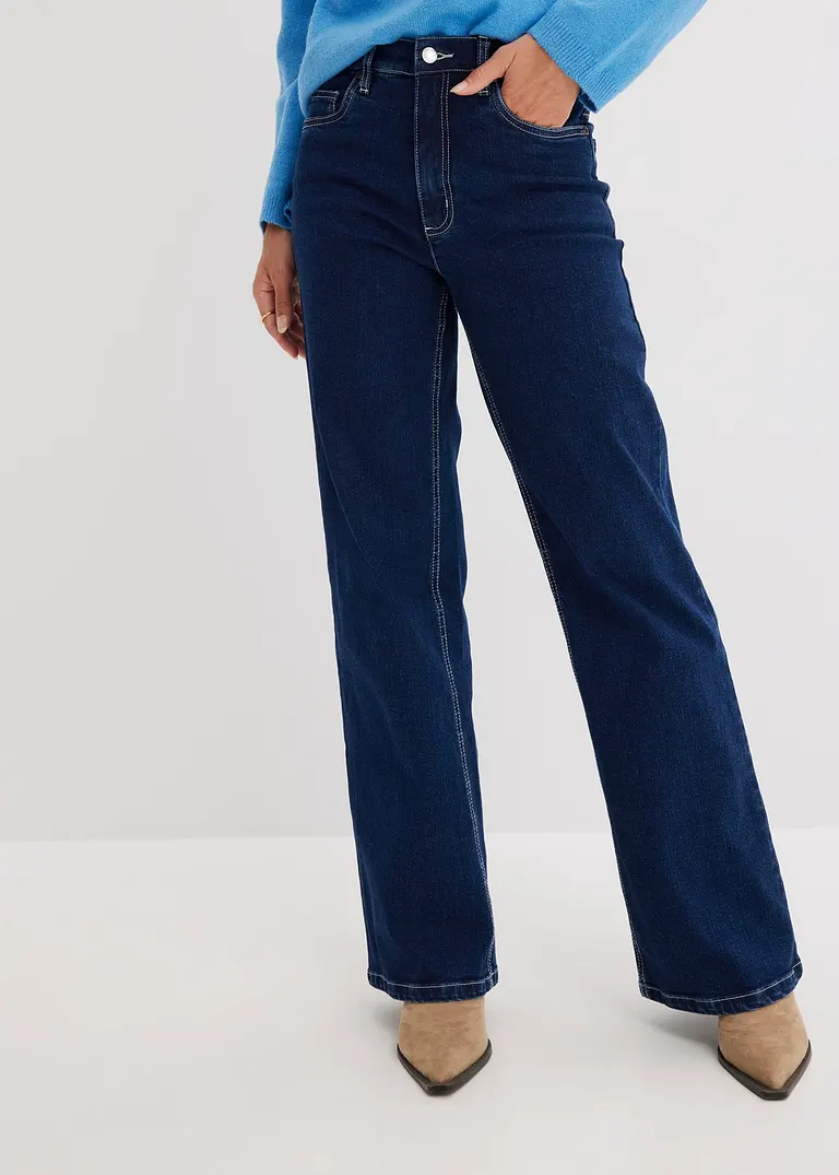 Bonprix Weite Jeans Aus Bio-Baumwolle - Blau Petite - Damen