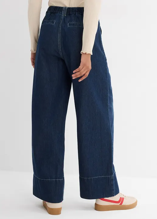 Bonprix Weite Jeans Mit Hohem Bund - Blau Regular - Damen