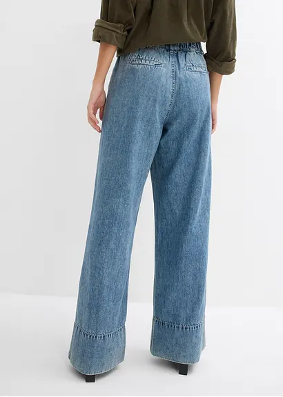 Bonprix Weite Jeans Mit Hohem Bund - Blau Regular - Damen