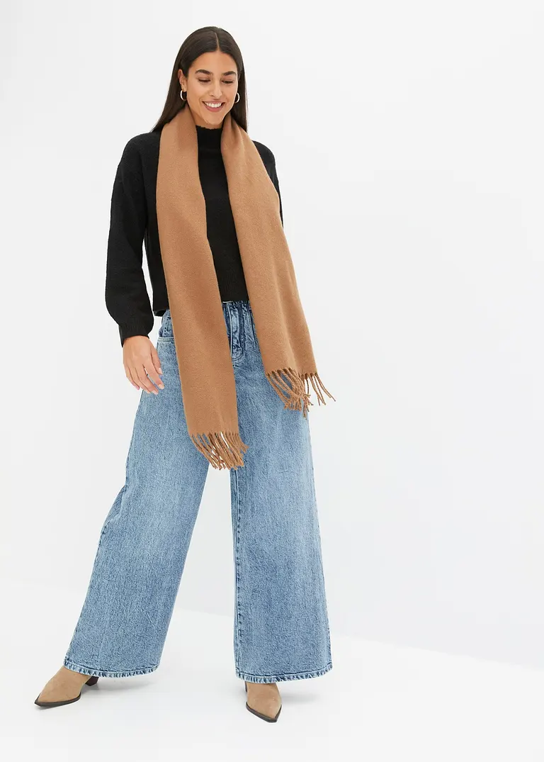 Bonprix Weite Jeans Mit Hohem Bund - Blau Regular - Damen