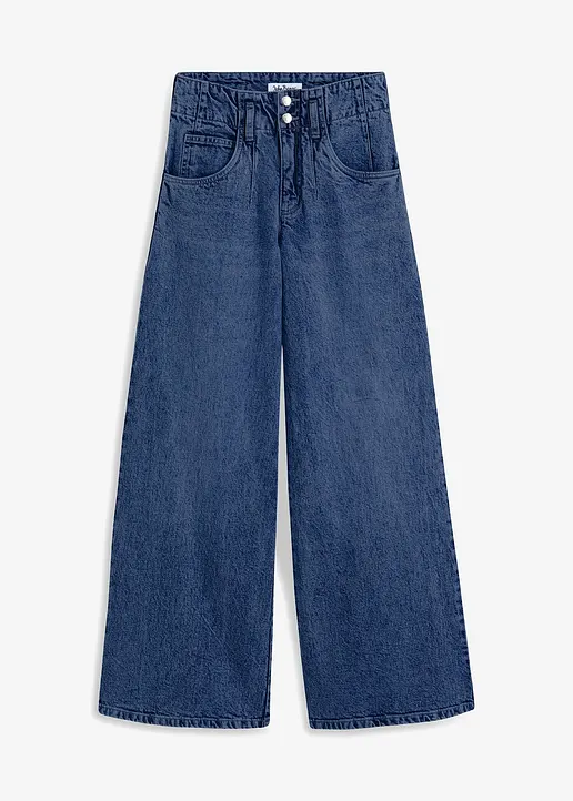 bonprix Weite Jeans mit hohem Bund - blau regular - Damen